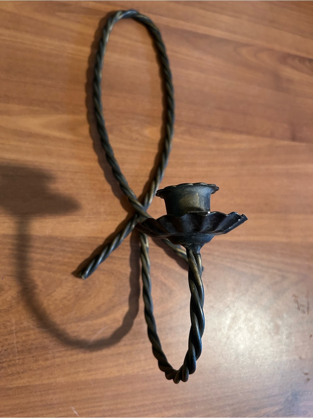 Vintage Twisted Iron Wall Candle Holder in Dark Metal - Picture 3 of 4